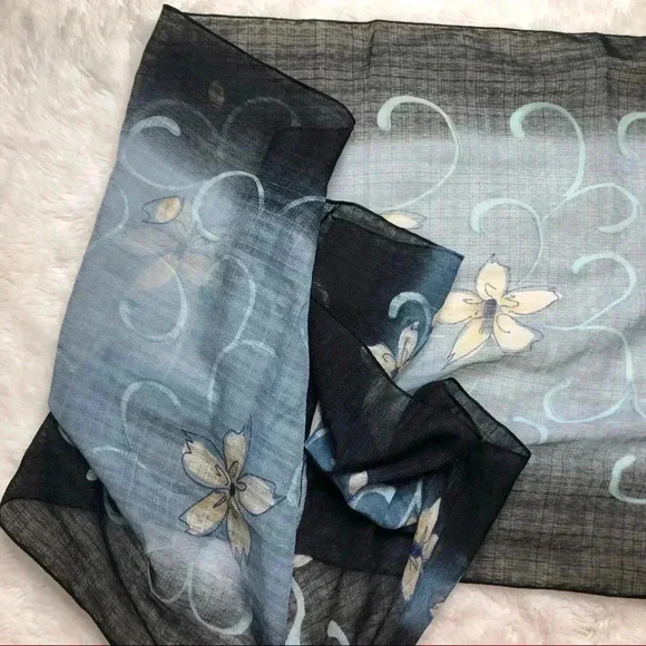 Sheer Scarf  Black, Grey, & Yellow - Picture 11 of 13